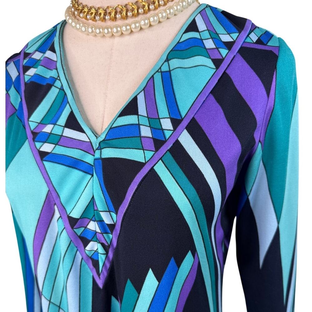 Vintage Nat Kaplan Couture Print Shift Dress Pucci style resort cruise size XS - Picture 3 of 9